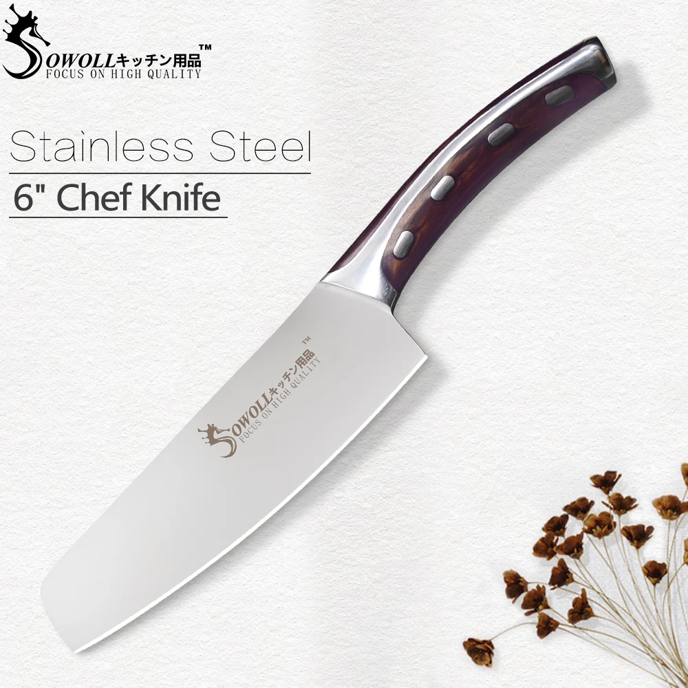 

Sowoll Kitchen Knife 4cr14 Stainless Steel Cutlery Chef Knife With Unique Resin Fibre Handle Chef Utility Kitchen Cooking Knives