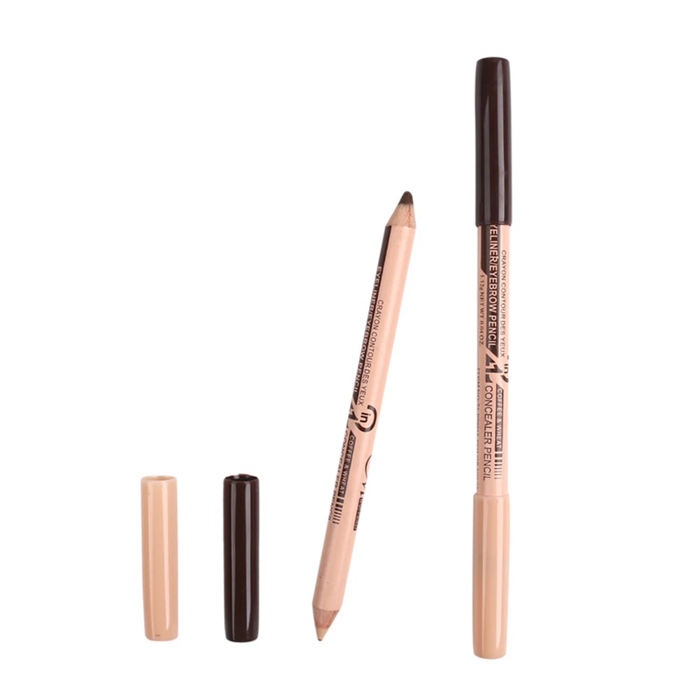 New Double-headed Black Eyeliner Creative Easy To Wear Dual-use Eyebrow Pencil+ Portable Durable Waterproof Concealer Pen TSLM2