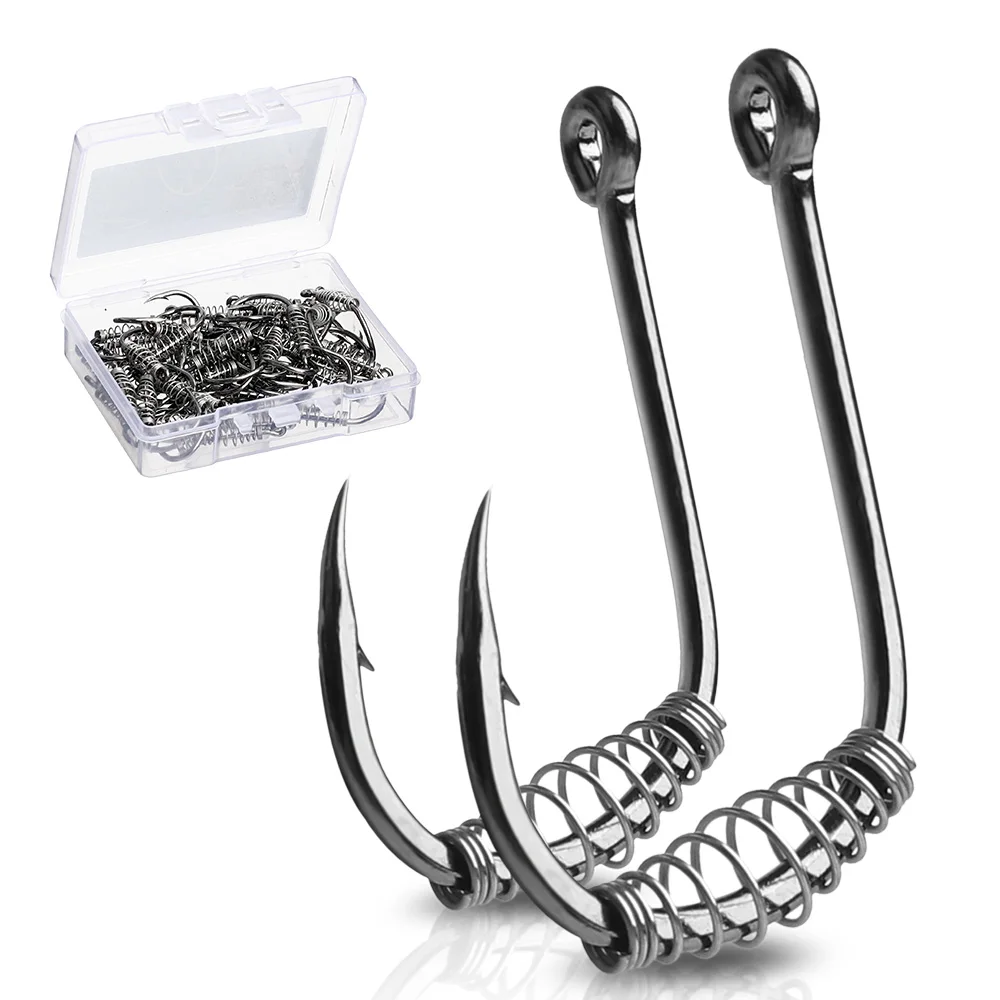 

DONQL Fishing Hooks 10/20/50pcs Set Barbed Swivel Spring Jig Carp Hook Single Circle Fishinhook Fly Fishing Accessories Tackle