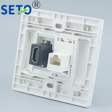 Настенная облицовочная пластина RJ45 Cat5e LAN In line+ HDMI Outlet Лицевая панель настенная розетка