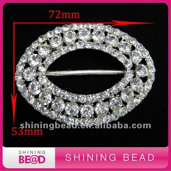 

53*72mm Oval Rhinestone Buckle Invitation Ribbon Slider for Ribbons Wedding Supply Gift Wrap Hairbow Center