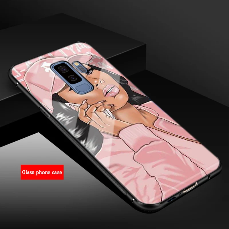 Модный Рисунок «Hello Kitty» закаленное Стекло чехол для телефона для samsung Galaxy A6 A6S A8 A8S J6 J8 S8 S9 S10 PLUS, NOTE 8, 9