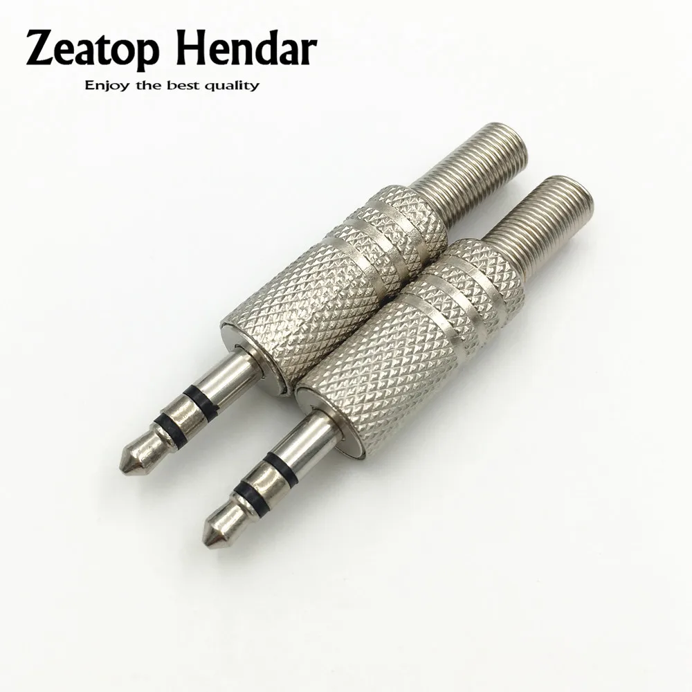 100PCS 1/8" 3.5mm 3 Pole Stereo TRS Male Solder Metal Headphone