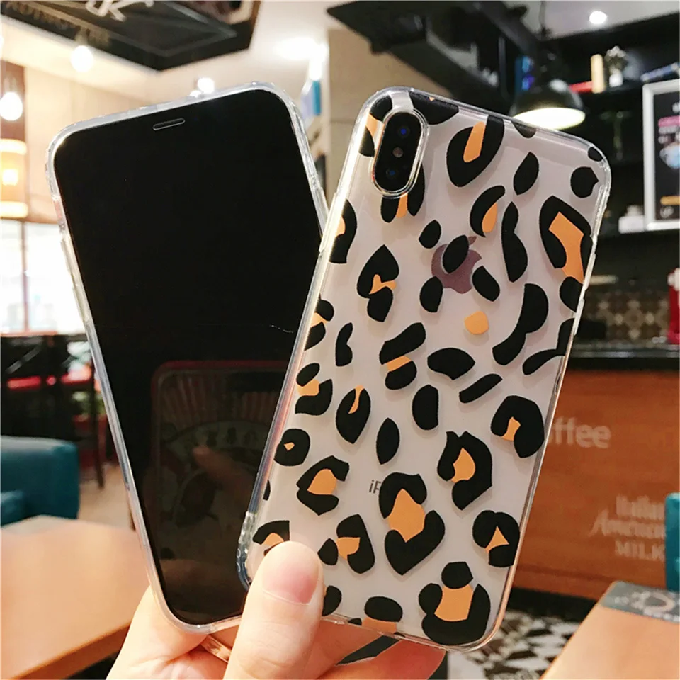 Lovebay чехол для телефона для iPhone 6, 6s, 7, 8 Plus, X, XR, XS Max, Модный милый мультяшный Леопардовый принт, прозрачный мягкий ТПУ чехол для iPhone X, 7, 8