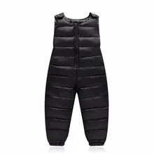 LILIGIRL/ г. Новые зимние Пуховые штаны на подтяжках для маленьких мальчиков, комбинезоны, костюм для девочек, комбинезоны, комплекты одежды осенний Детский Теплый костюм