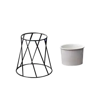 

Set of Succulent Planter Pot Flowerpot Planter and Truncated Cone Shaped Iron Metal Stand Iron Basket Home Decoration