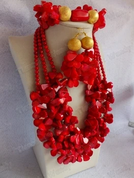 

Wholesale fast SHIPPING Coral necklace necklace bracelet earring for African Wedding