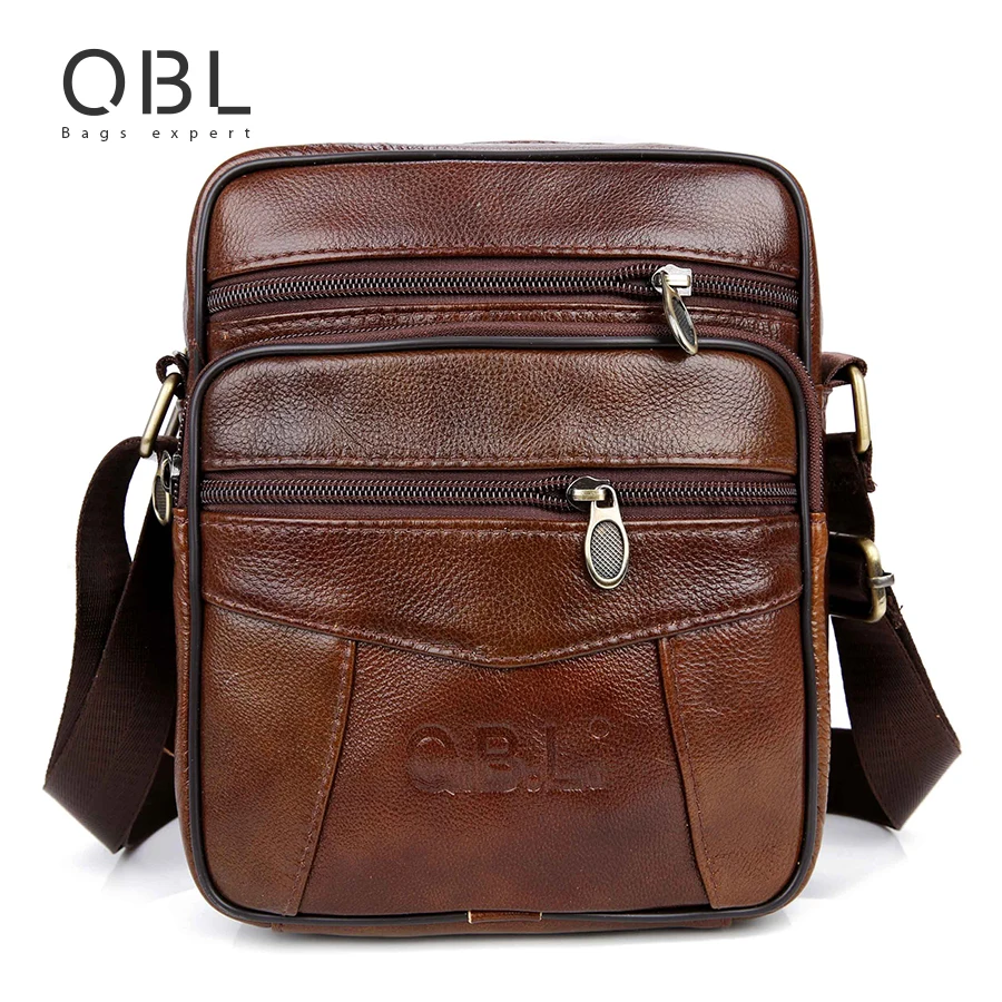 

QiBoLu Cow Genuine Leather Messenger Bags Men Travel Business Crossbody Shoulder Bag for Man Sacoche Homme Bolsa Masculina MBA19