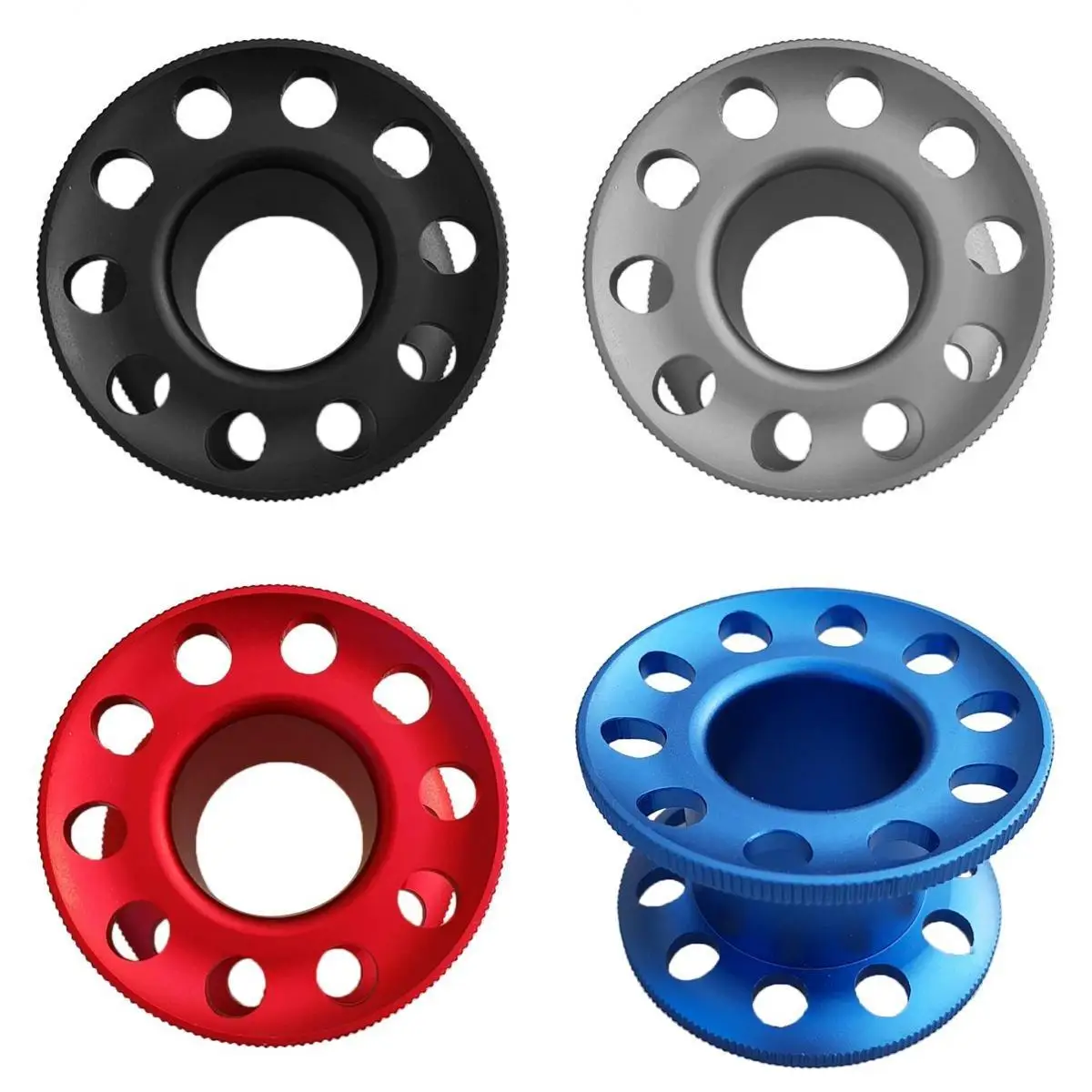 

4Pcs Performance Compact Scuba Diving Tech Finger Spool Freediving Wreck Cave Reel Aluminum Guide Line Blank Reel Dive Equipment