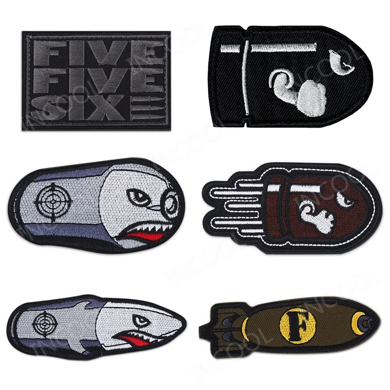 

3D Angry Flight Bullet Cool Embroidery Patch 556 F-bomb Morale Patch Tactical Military Emblem Badges Combat Embroidered Patches