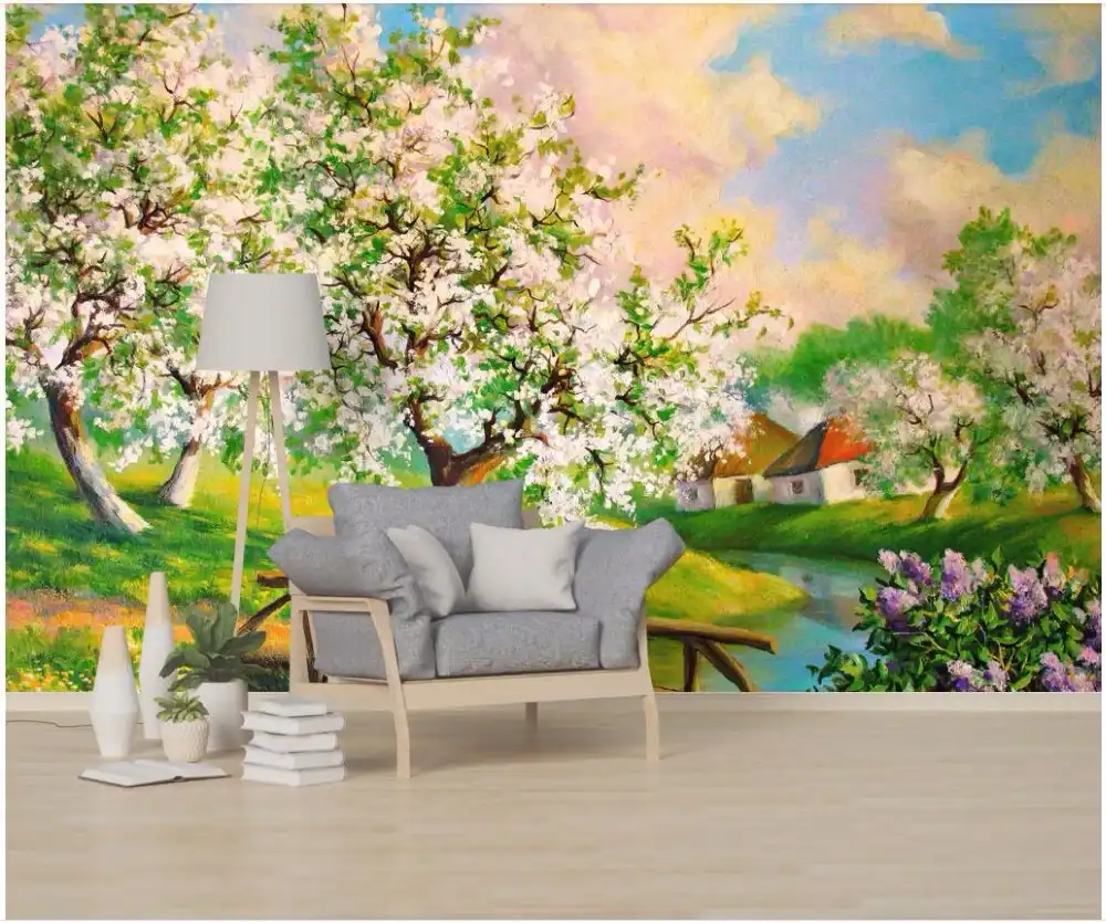 3d wallpaper custom mural Oil painting forest aesthetic background wall  home improvement wallpaper for wall 3 d print fabric|Wallpapers| -  AliExpress