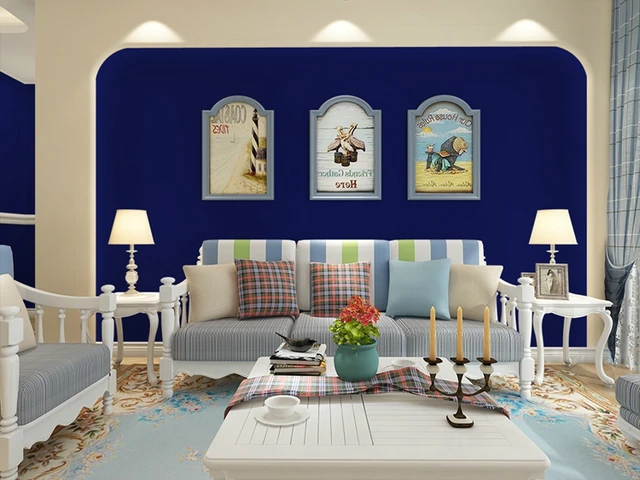 Donkerblauw behang Mediterrane waterdicht slaapkamer woonkamer TV ... Donkerblauw behang Mediterrane waterdicht slaapkamer woonkamer TV ...