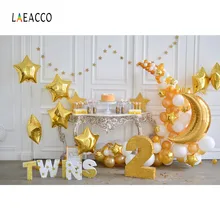 Laeacco воздушные шары 2-й день рождения Декорации Близнецы Детские фотографии фоны на заказ фотографические фоны для фотостудии