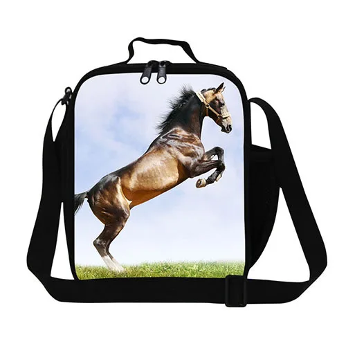 Персонализированные животные лошадь Ланч мешок для детей, термическая сумка для еды для мальчиков, взрослый плечо изолированный мешок еды, контейнер для обедов для мужчин - Цвет: Золотой