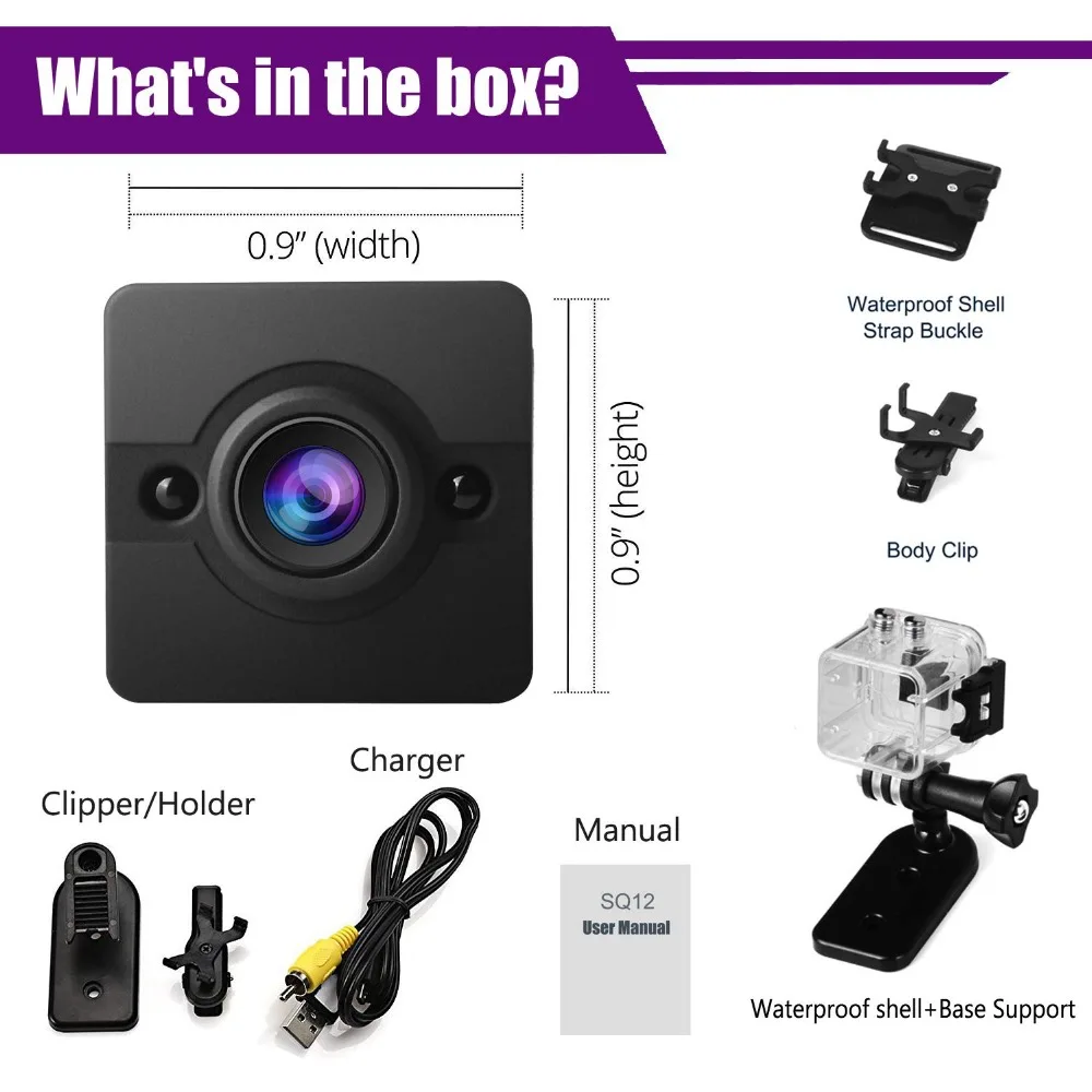 TYIYEWH SQ12 DV 1080P HD мини камера USB аккумулятор видеорегистратор водонепроницаемая