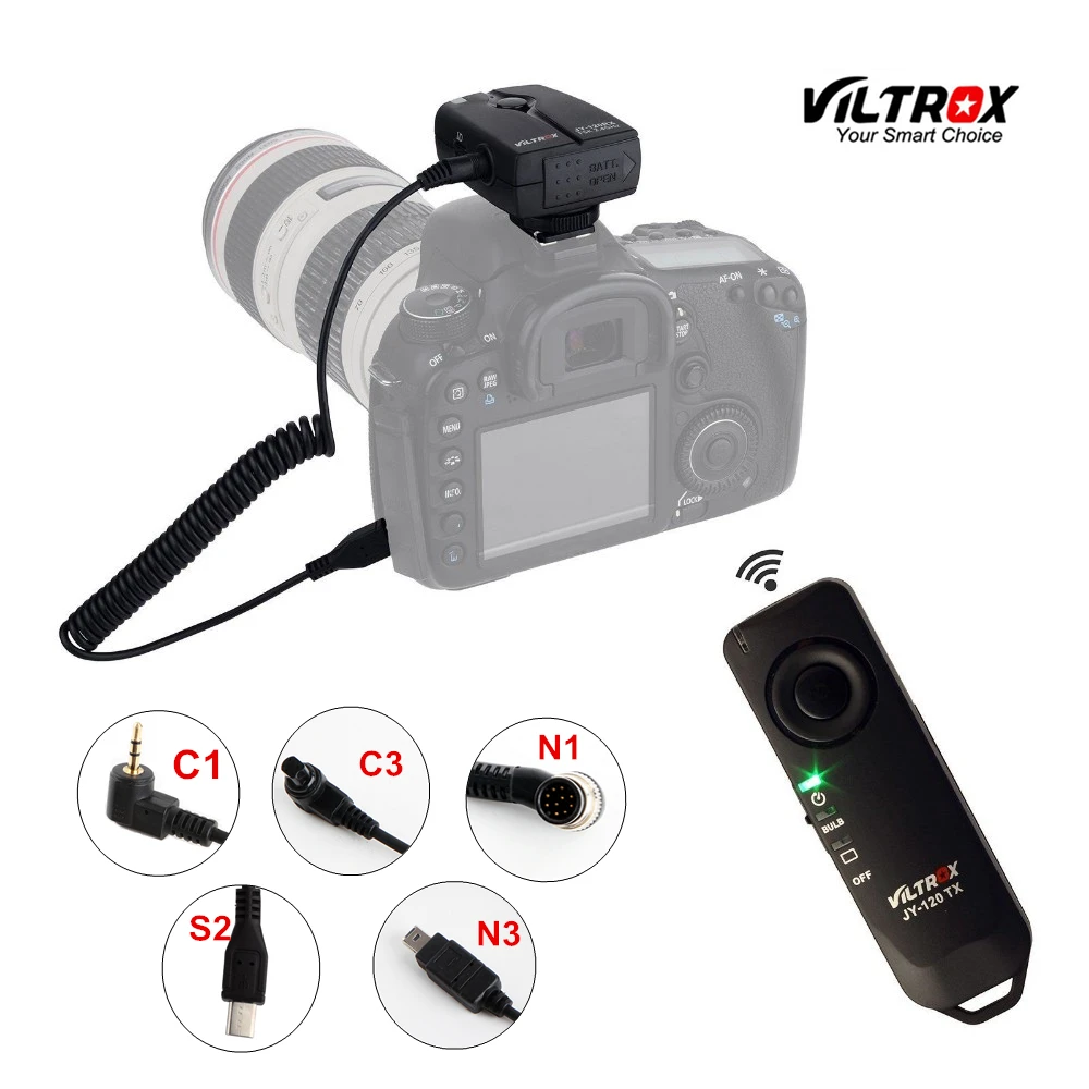 

Viltrox JY-120 Camera Wireless Remote Shutter Release Control Cable for Canon 5D IV 7D Nikon D5300 Sony A9 A7 A6500 A6300 A7S