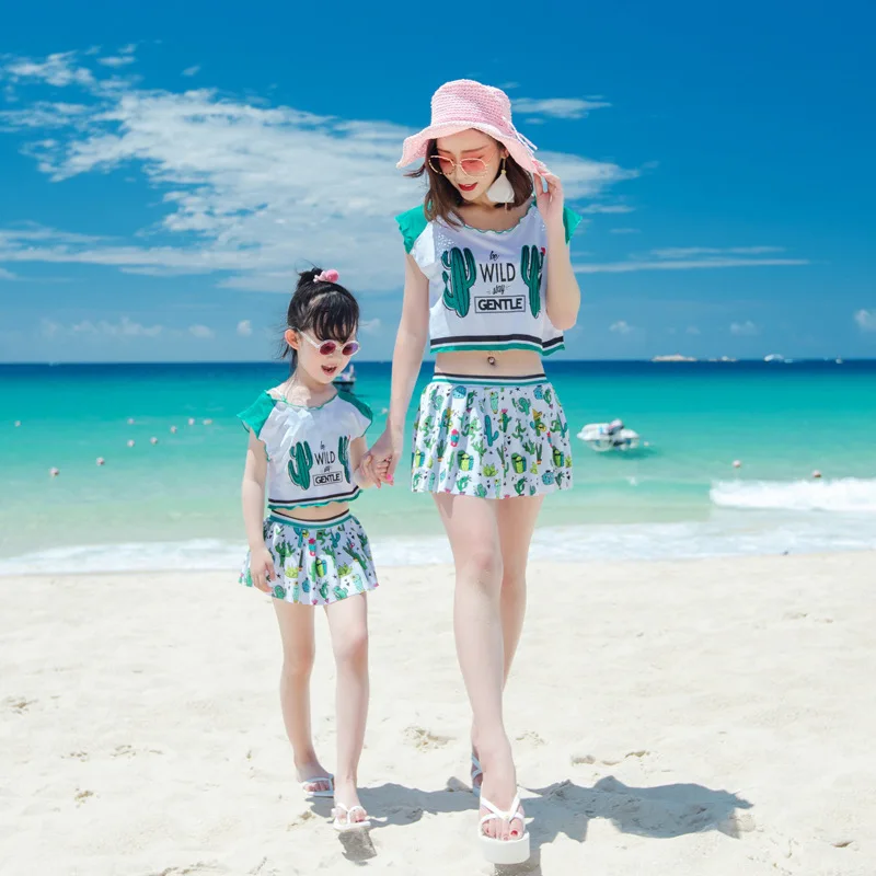 

New Skirt Split Bikini Steel Support Angle Three-piece Swimsuit Parent-child Swimsuit Family Matching Clothes Matching Swimwear