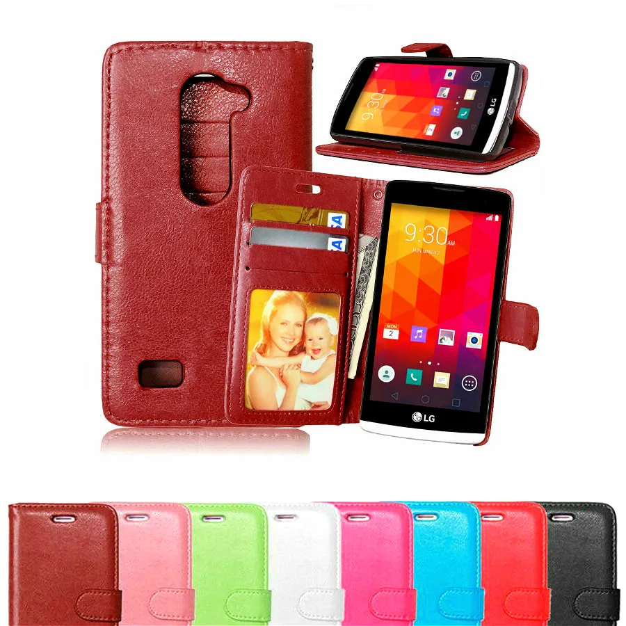 

2016 Stand Card Holder Wallet Leather Book Case For LG Leon C40 4G LTE H340N H324 phone case back cover in stock phone accessory