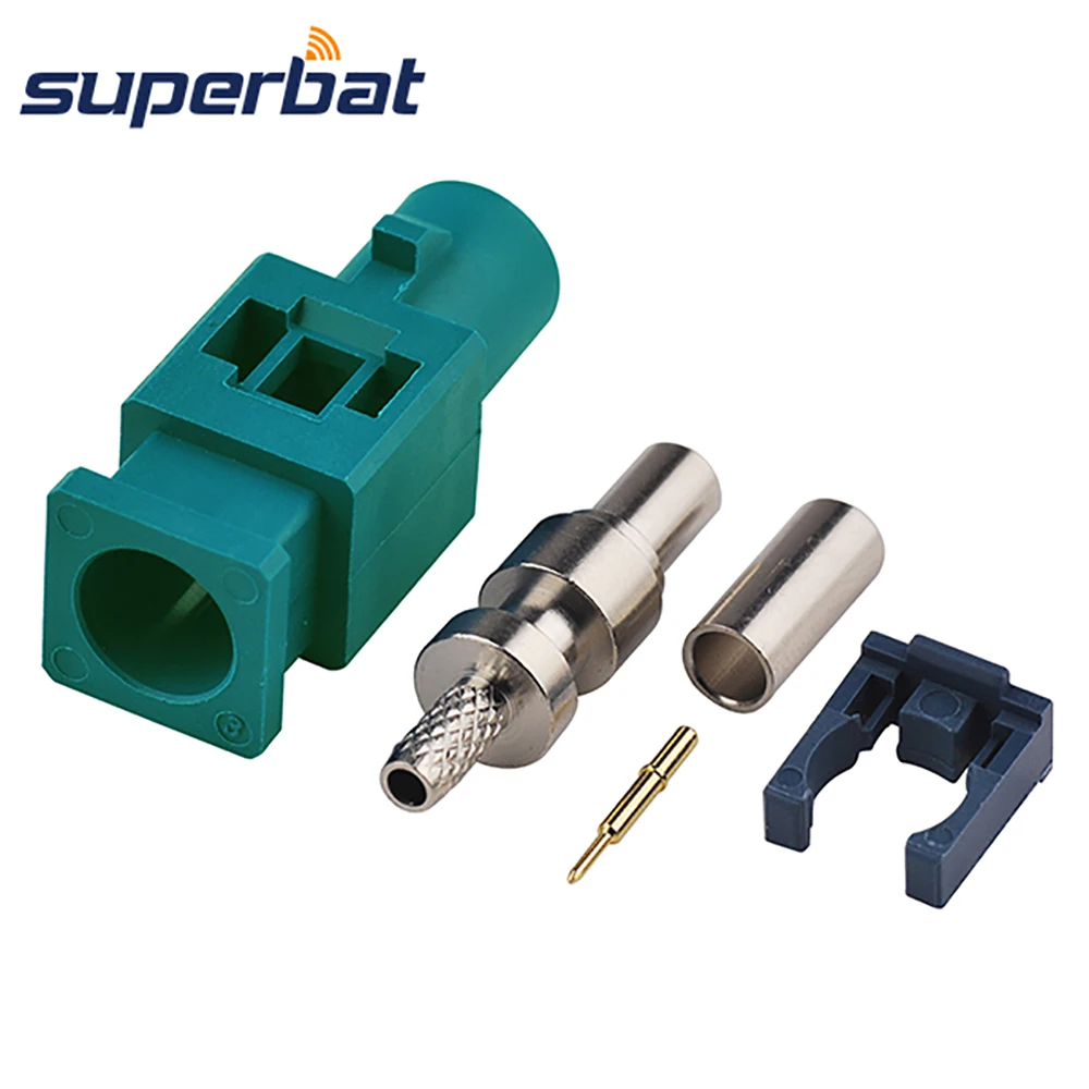 

Superbat Fakra Z Male Plug RF Connector Waterblue/5021 Neutral Coding Long Version Crimp for Cable RG316 RG174 LMR100 DAB+Radio