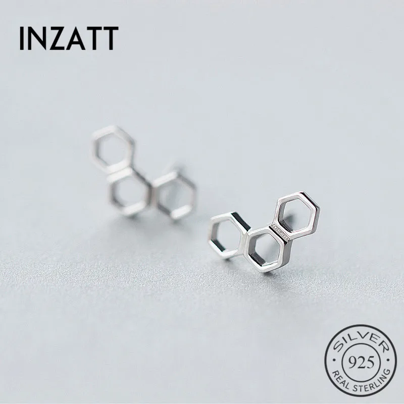 

INZATT Geometric Polygonal 925 Sterling Silver Stud Earrings 2018 Women's Accessories Fashion Jewelry Minimalist Gift Summer