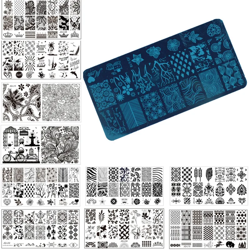 1 Pcs Nail Art Stamp Stamping Image Plate 6*12cm Stainless Steel Nail Template Manicure Stencil Tools, 20 Styles For Choose
