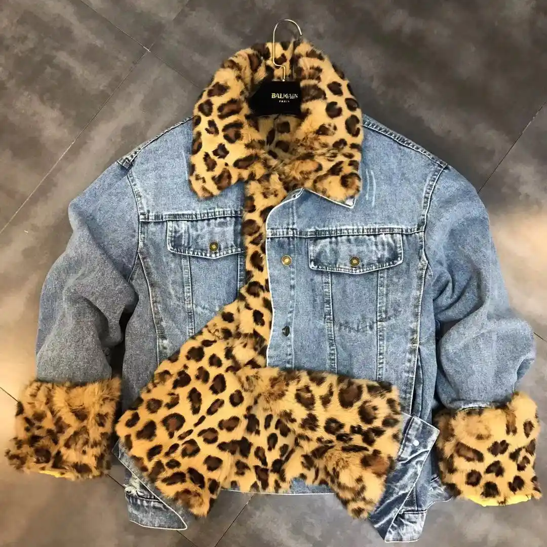 yellow leopard print denim jacket