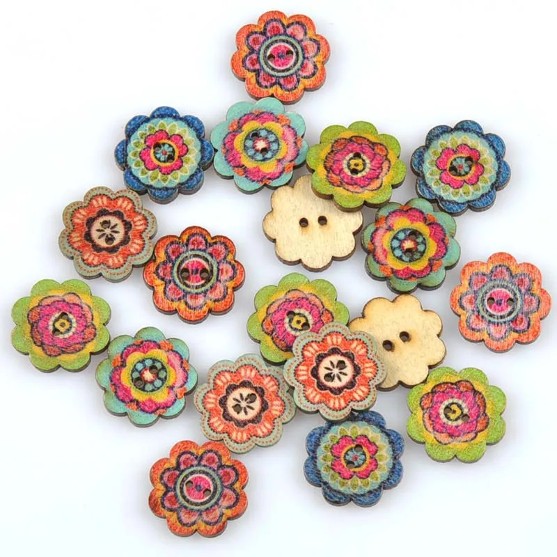 High Quality Sewing Accessories Clothing Crafts Sewing Handwork Painted 20PCS/Lot Wood Buttons Popular Gear Hot Sale - Цвет: 5