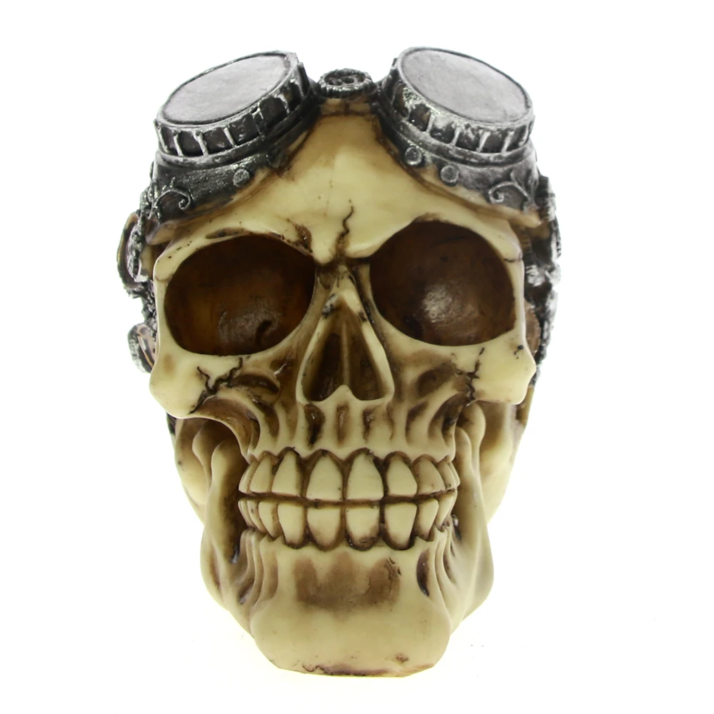 Стимпанк череп Пилот Авиатор с очками смола орнамент Хэллоуин скелет Статуэтка