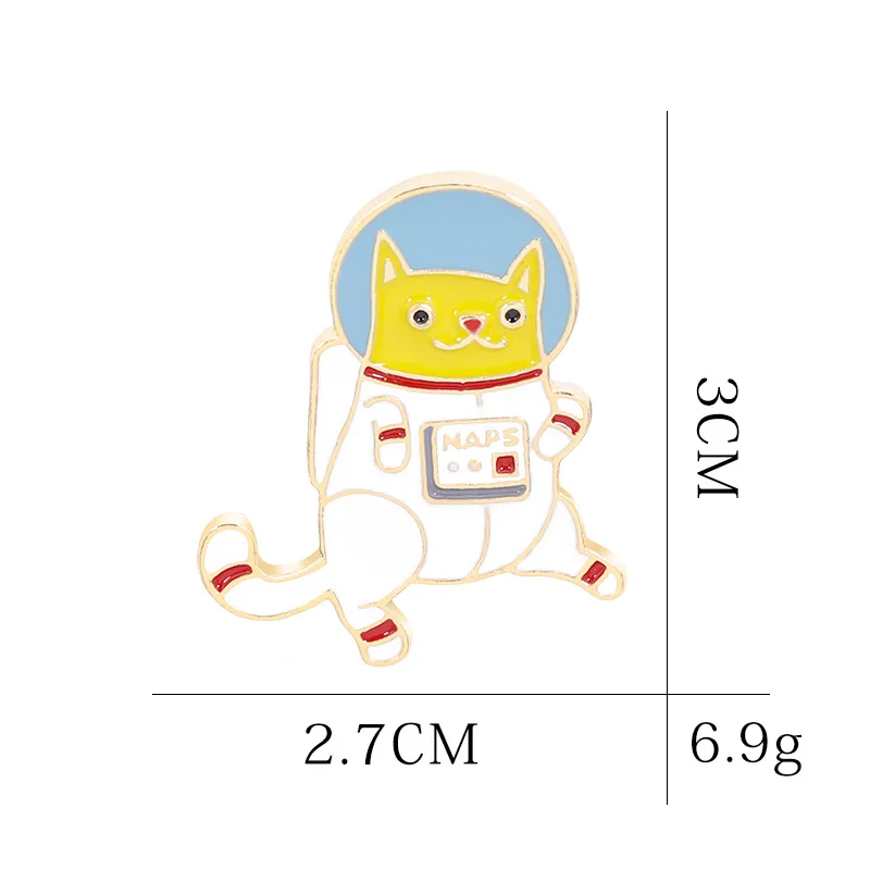 Cartoon Cute Astronaut Cat Brooches for Women Cute Space Capsule Badge Jewelry Enamel Pins Hijab Pins Accessories Gifts