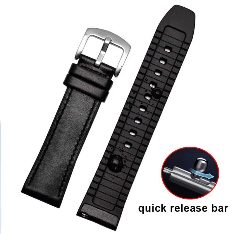 Ремешок для часов из натуральной кожи для huawei watch GT Magic Dream watch 2pro ремешок для часов 22 мм браслет с резиновой подошвой синий ремешок - Цвет ремешка: black Square tail