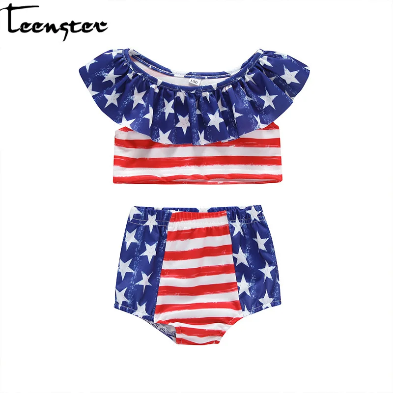 

Toddler Girl Swimwear 2019 New Summer Baby Girl Clothes Fashion Stripes Lotus Leaf Edge Stars Printed Swimsuit Kids Clothing