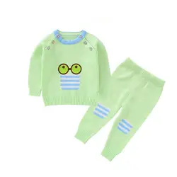 Солнцезащитных очков для маленьких Обувь для девочек комплект одежды для маленьких мальчиков Демисезонный 6 Пуговицы свитер костюм для