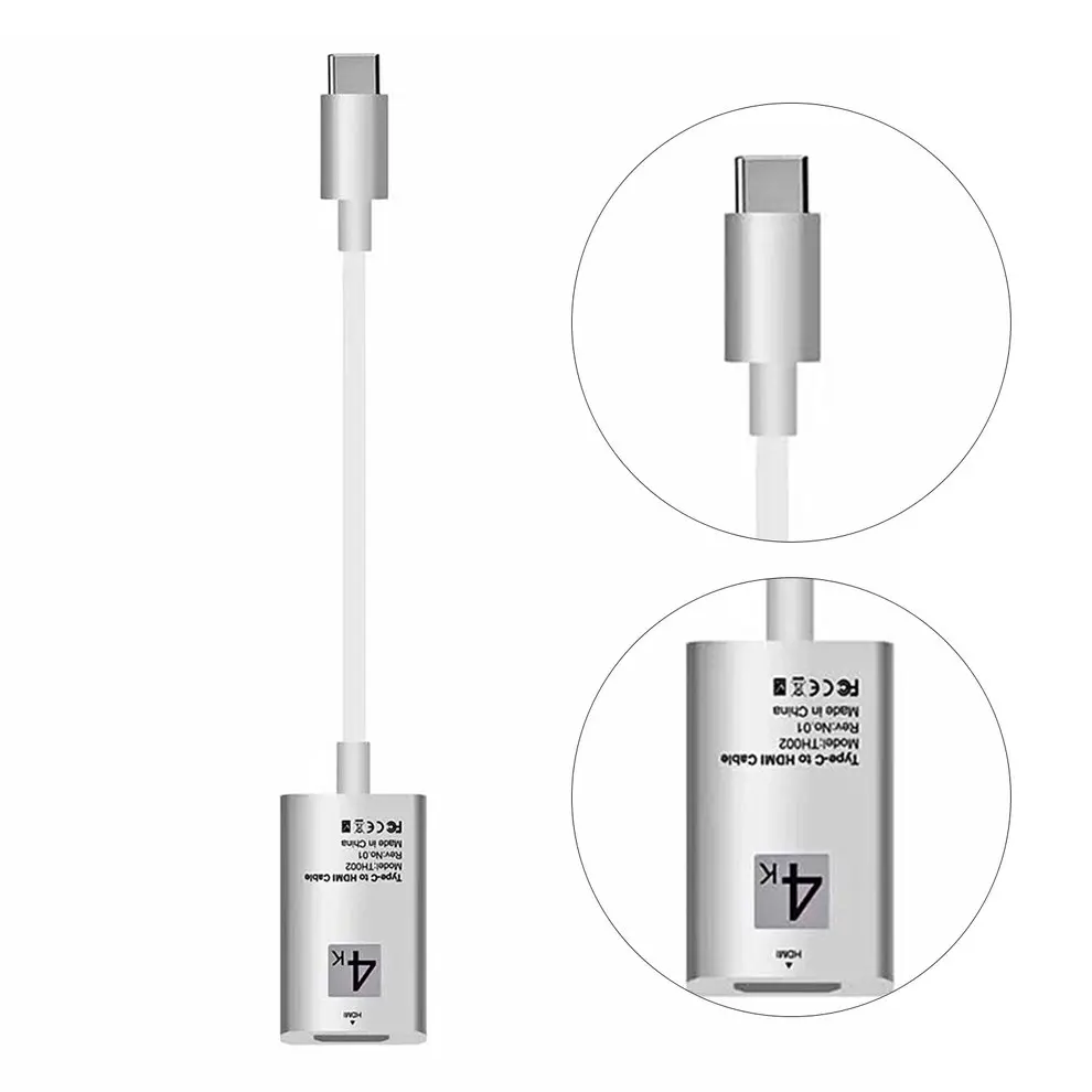 

5 Pcs Silver 0.2M Type C Male to Female Video Audio Cables Support 4K For DVD TV PC Laptop Notebook Mobile Phone Plug and Play