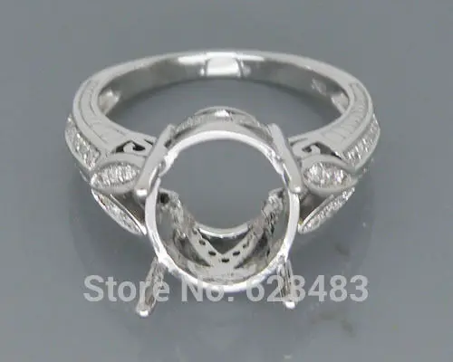 

Oval 10x12mm Solid 14kt White Gold Natural . Setting Ring
