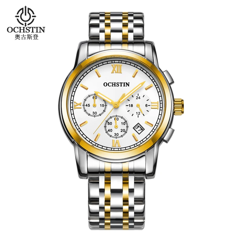 

OCHSTIN Chronograph Sport Watch Watch Men Luxury Brand Quartz Stainless Steel Strap Military Men's Wristwatch Auto Date 6097