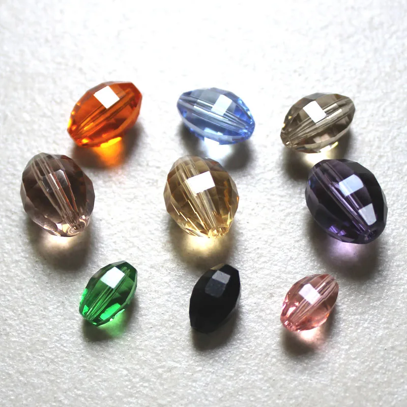 

AAA22 AAA Griding oval shape glass Beads Multi Colors shinning DIY Jewelry beads 9x6mm 11x8mm 13x10mm 100pcs/bag