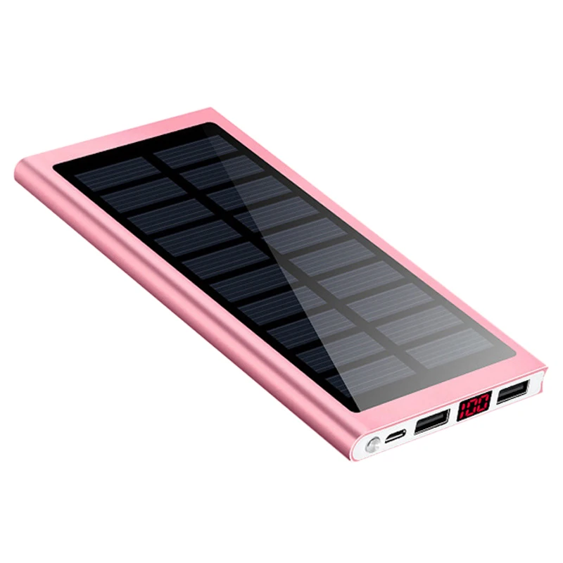 20000mah Solar Power Bank External Battery 2 USB Powerbank Portable Mobile phone Solar Fast Charger for Xiaomi iphone X 8 plus
