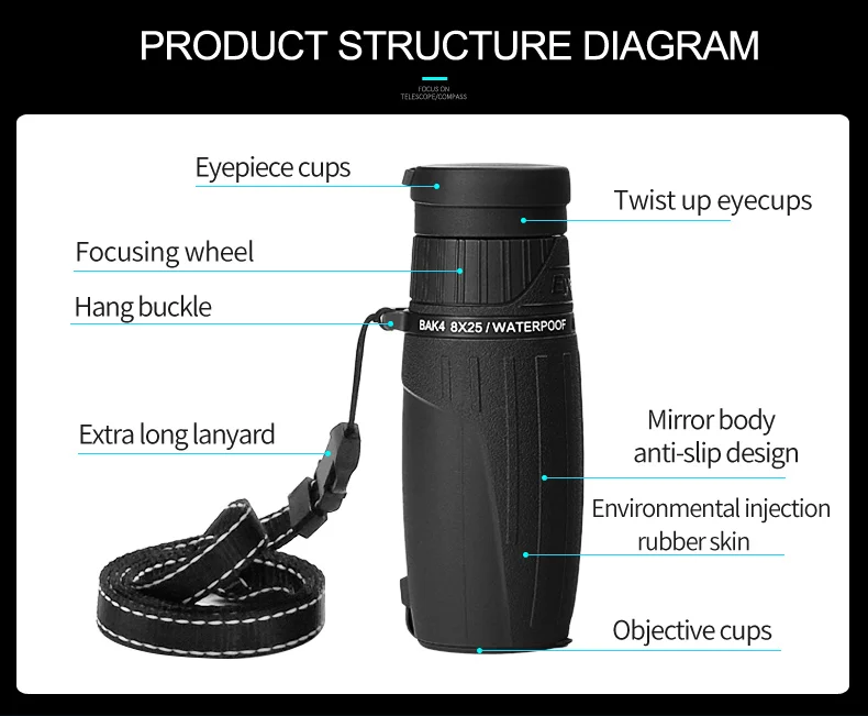 monocular com bak4 prisma óptica