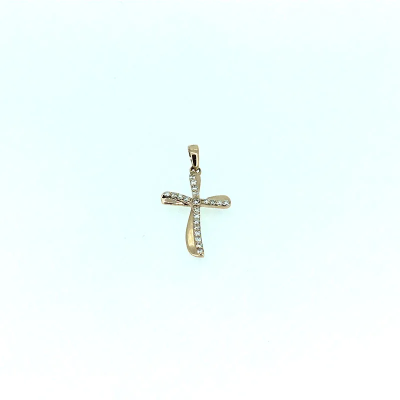

ANI 14K Rose Gold (AU750) Wedding Pendant 0.238 ct I-J/SI Real Diamond for Women Engagement 18k Gold Cross Shape Chain Necklace