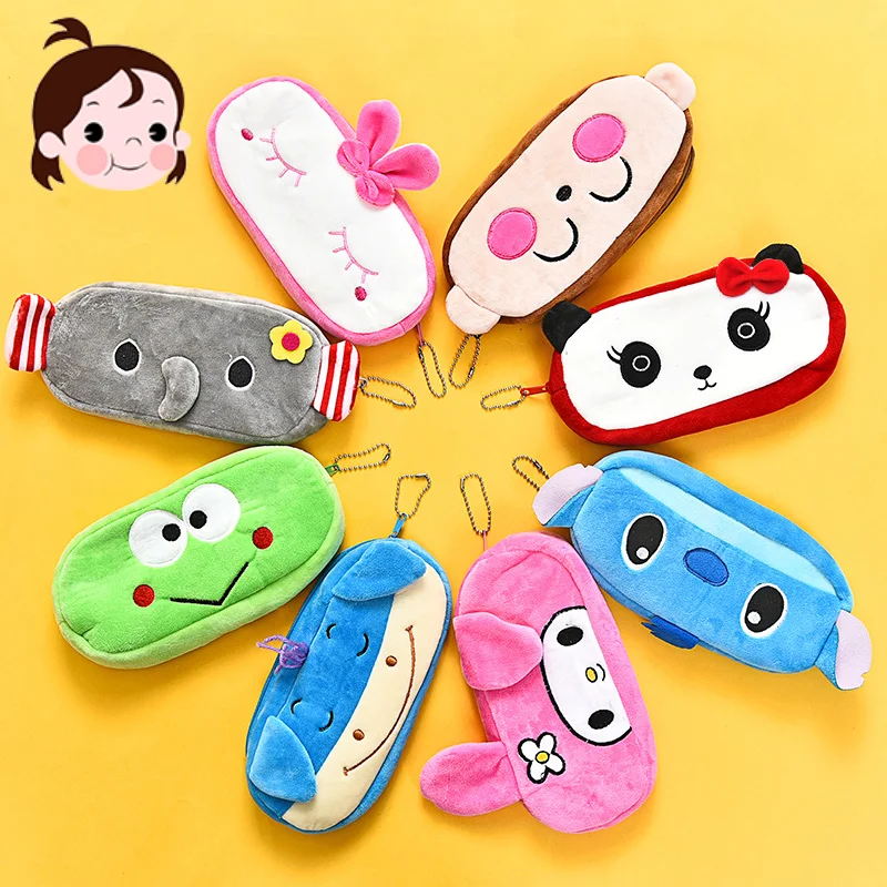 

Lovely Animal Soft Plush Pencil Bag, Creative Cartoon Big Capacity Collection Pen Bag Kids School Stationery