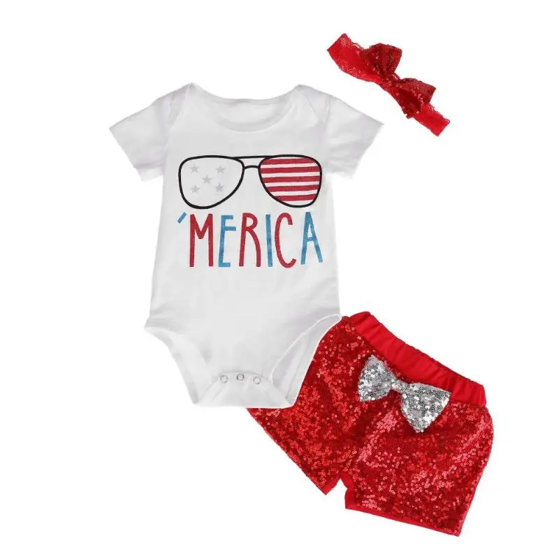 

3pcs Summer Girls Baby Toddler Clothes Set Baby Infant Cotton Bead Sequins Vintage Floral Romper with Shorts Headband