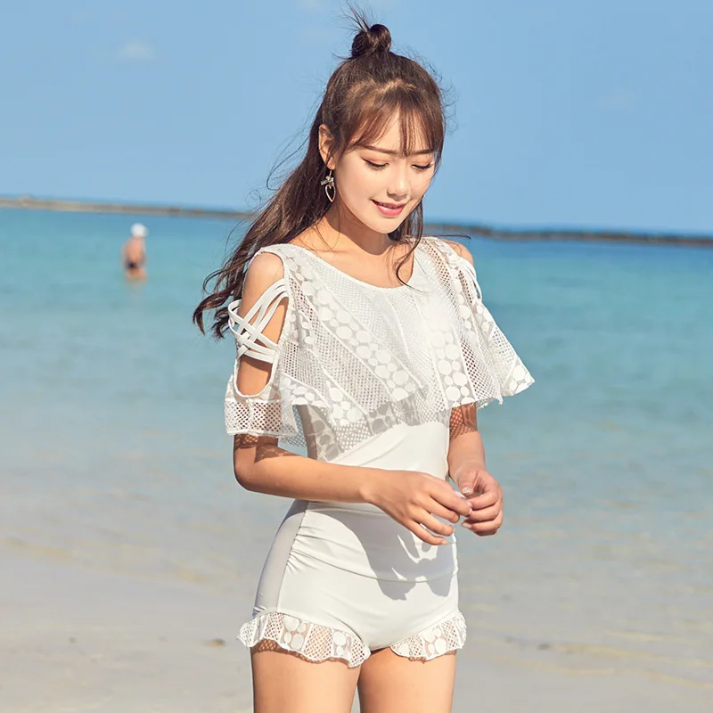 

One Piece Swimsuit Push Up Swimsuits For Women Bathing Suit 2019 Swimwear New Sexy Skirt Short Long Sleeve Solid Polyester