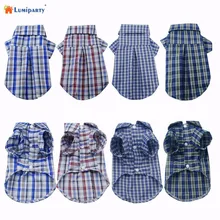 LumiParty Summer Puppy Pet Dog Cat Clothes Cotton T-shirt Plaid Shirt Lapel Jacket Vest Apparel Costume Sweater 25