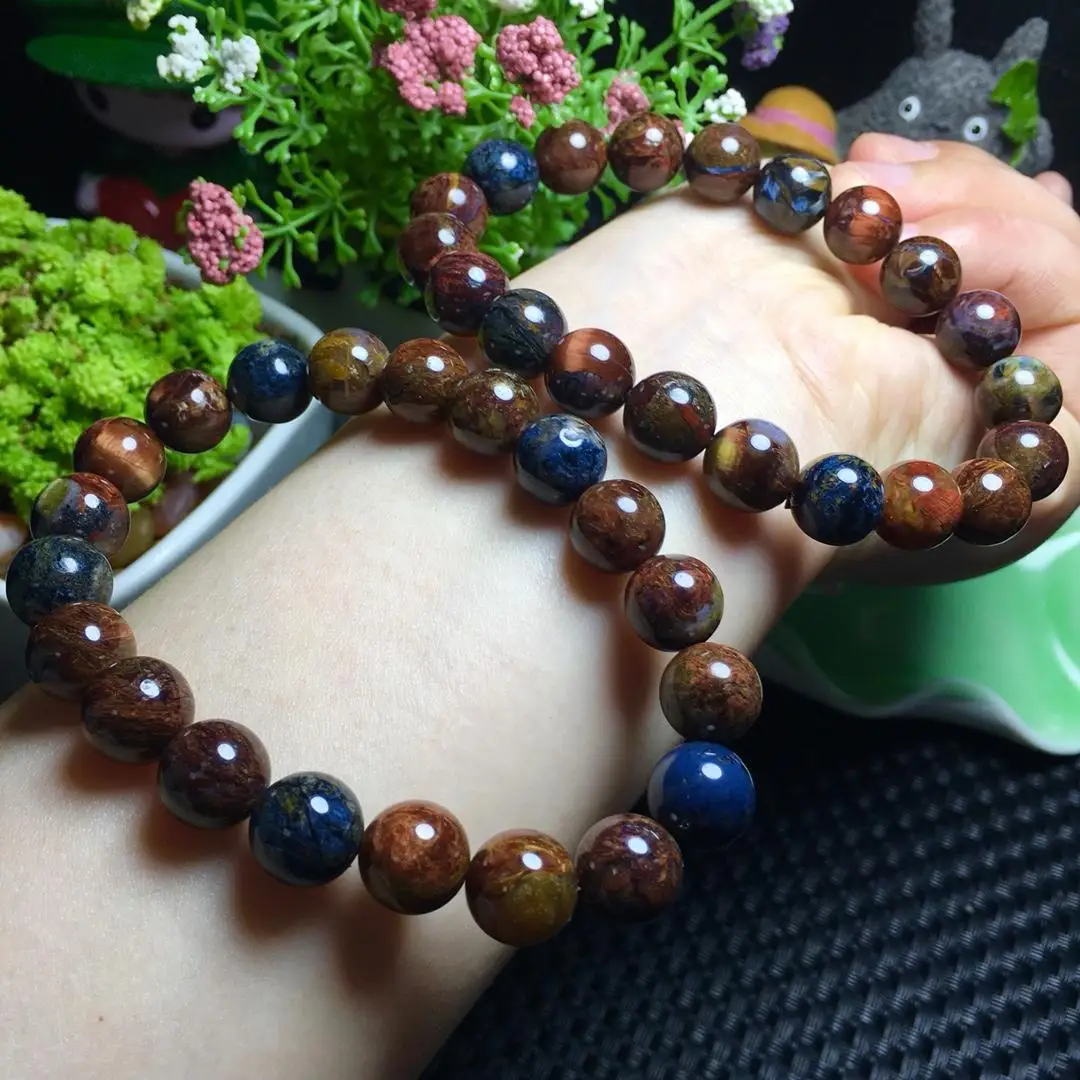 

100% Natural 10-9.3mm Namibia Pietersite Blue Yellow Beads Gemstone Round Bead Stretch Bracelets Man Women Drop Shipping