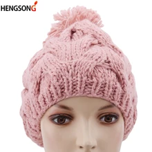 Женские шапки Новинка женская теплая зимняя шапка шерсть твист вязаные шапочки для женщин кепки для бега