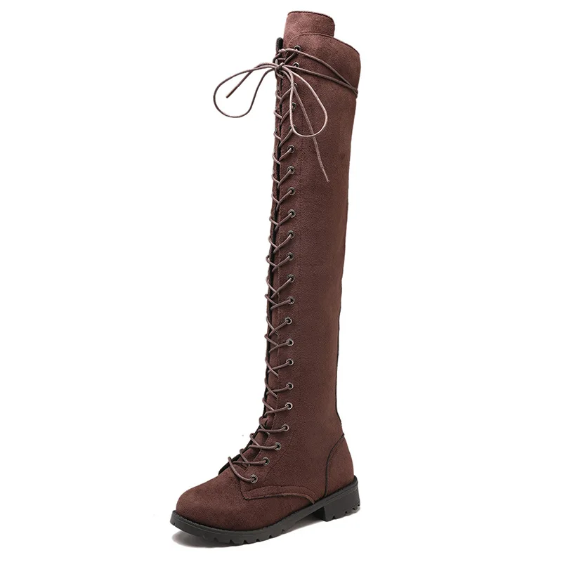 

2018T suede women's boots Europe and the United States large size front with flat with wild women's boots brwon 1105