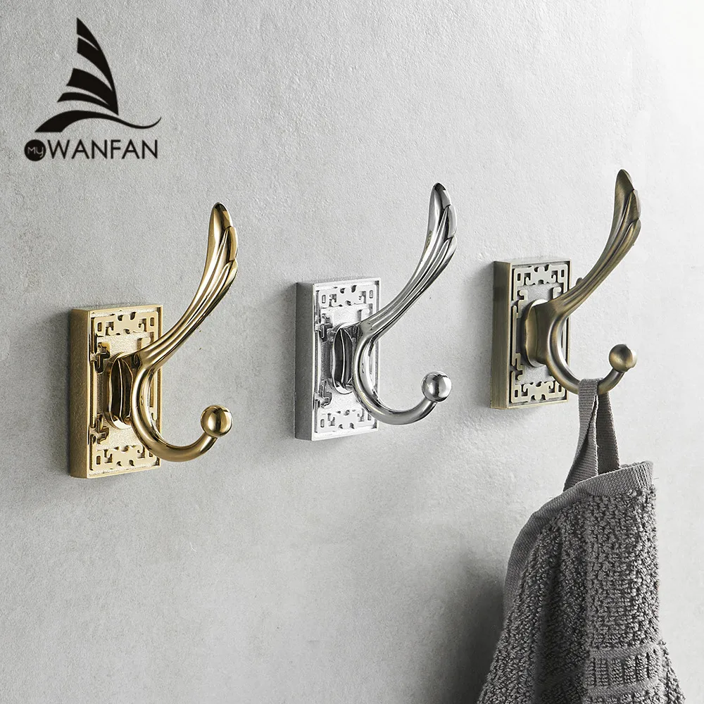 Robe Hooks Metal Towel Hanger Hooks For Clothes Coat Hat Bag Hooks Wall Mount Bathroom Accessories Door Towel Hook Holder 8016