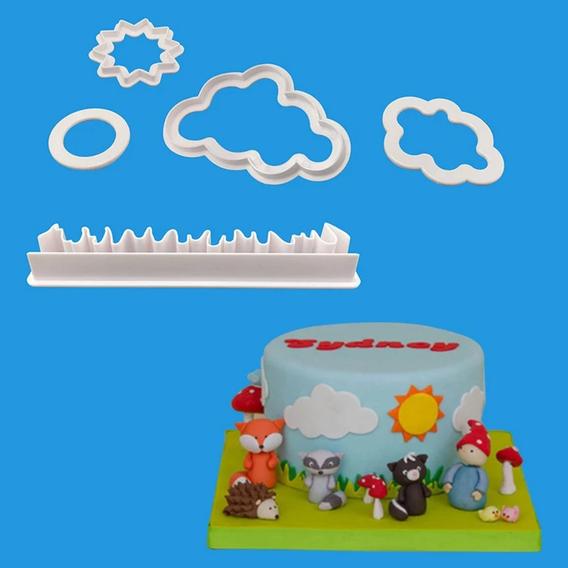 

5 pcs Grass Cloud Sun Biscuit Cookie Cutter Sugar Craft Mold Fondant Cake Decorating Tools Baking Mold