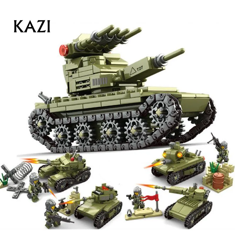 

KAZI Building Blocks Toys Military Field 4 In 1 Jagged Tank Assembled Children's Model ABS Toys 84055