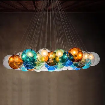 Creative Design Modern LED Colorful Glass Ball Pendant Lights Lamps for Dining Room Living Room Bar Led G4 96-265V Glass Lights modern led oval egg glass ball pendant light 90 265v clear glass led suspension lamp bar dining room hanging light